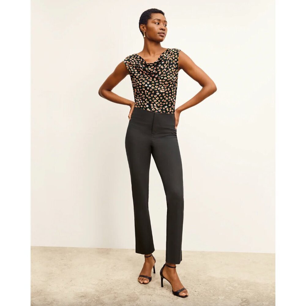 MM Lafleur Black Stretch Cotton The Hockley Slim Straight High Rise Jeans Pants